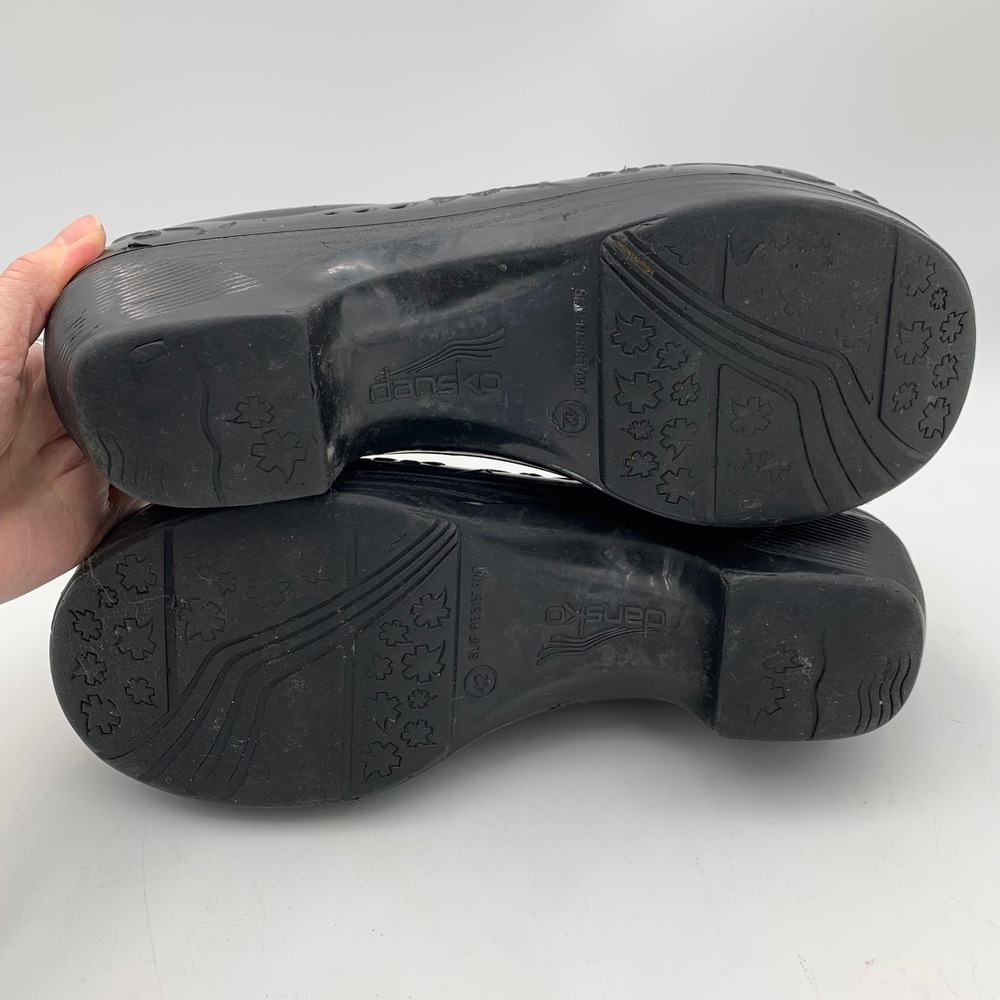 Dansko Pixie Black Floral Embossed Clogs Rubber E… - image 8